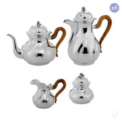 Picture Exclusive silver coffee set with wooden elements for 6 people – Zaramella Argenti
