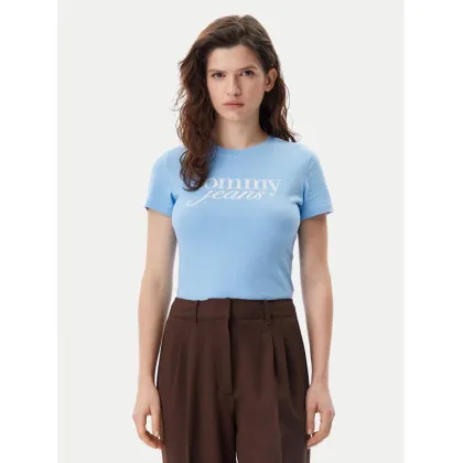 Zdjęcie Tommy Jeans T-Shirt Essential DW0DW19447 Błękitny Slim Fit