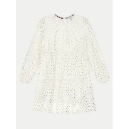 Zdjęcie Tommy Hilfiger Sukienka elegancka Foil Star Dress Ls KG0KG08210 Écru Regular Fit