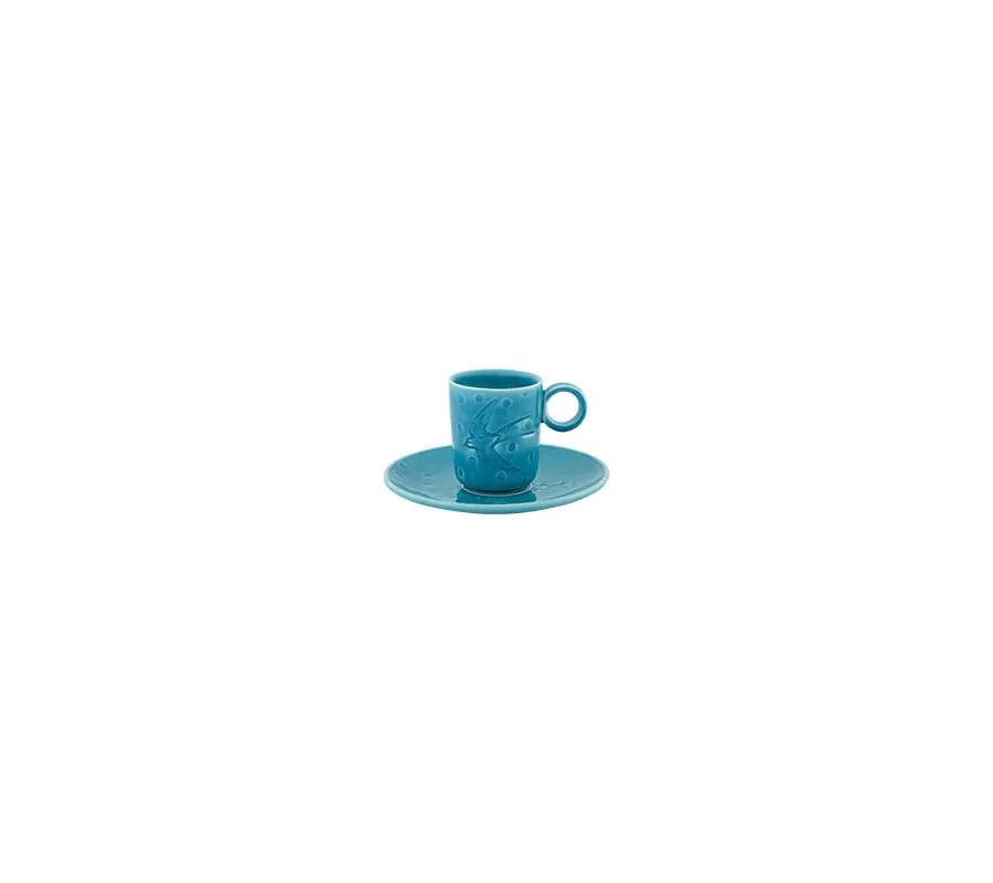 obrazek 1 Wzorzysta filiżanka ceramiczna z podstawą - Bordallo Pinheiro