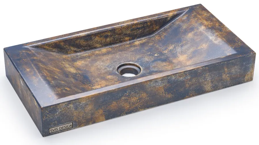 obrazek 1 Oszałamiająca umywalka 60 cm SIRIUS BASIC – GRANITE, niebiesko-szary i ochra, lakier półmatowy