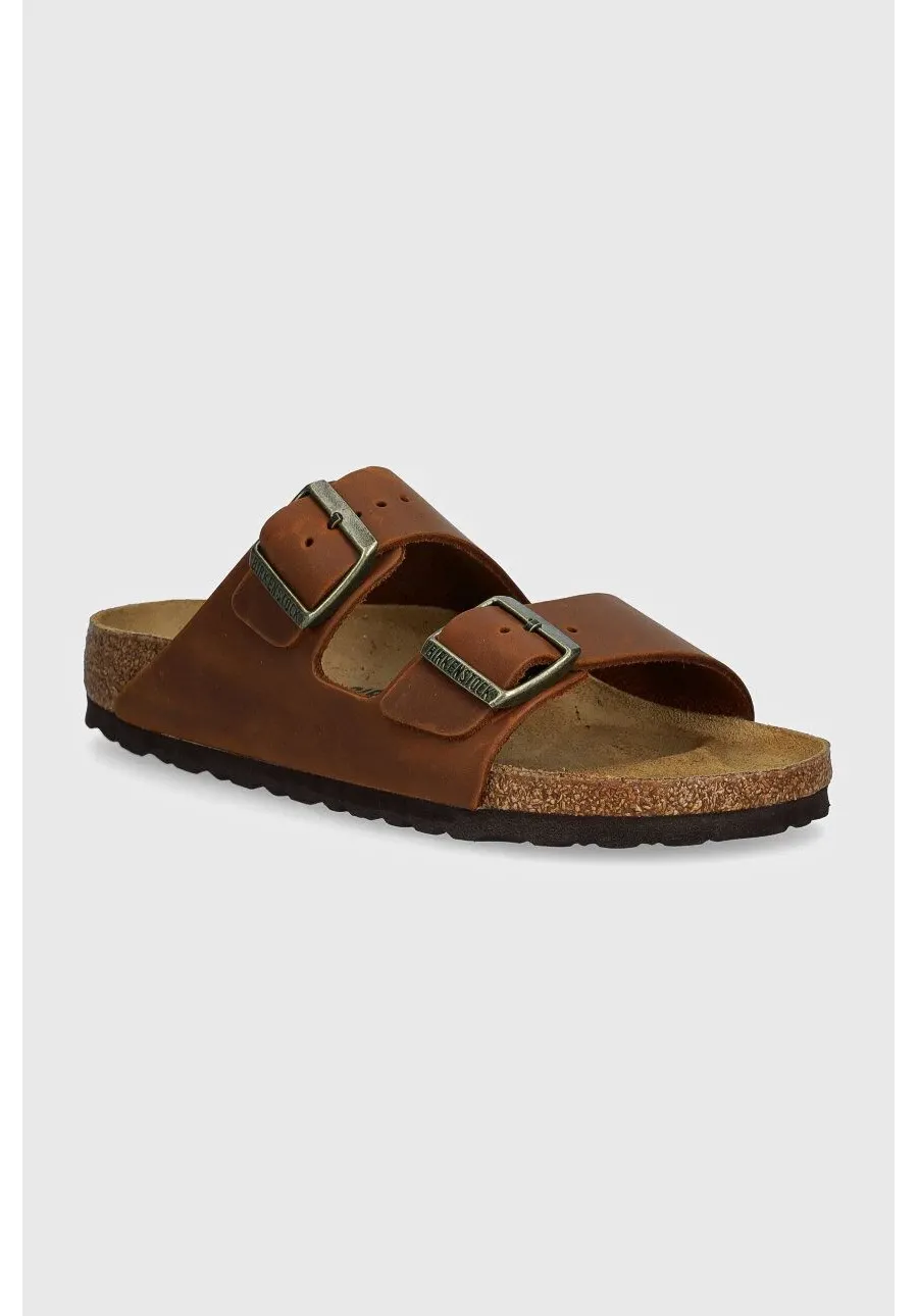 obrazek 1 Birkenstock klapki skórzane Arizona damskie kolor brązowy 1028401