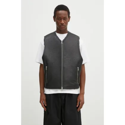 Zdjęcie MKI MIYUKI ZOKU bezrękawnik skórzany Shearling Vest męski kolor czarny przejściowy SHEARLING.VEST.BLACK