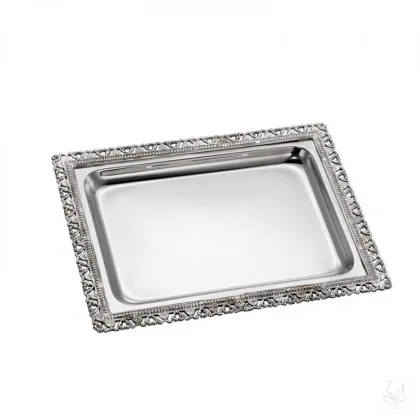 Zdjęcie Piękna prostokątna srebrna taca Fusione - Zaramella Argenti