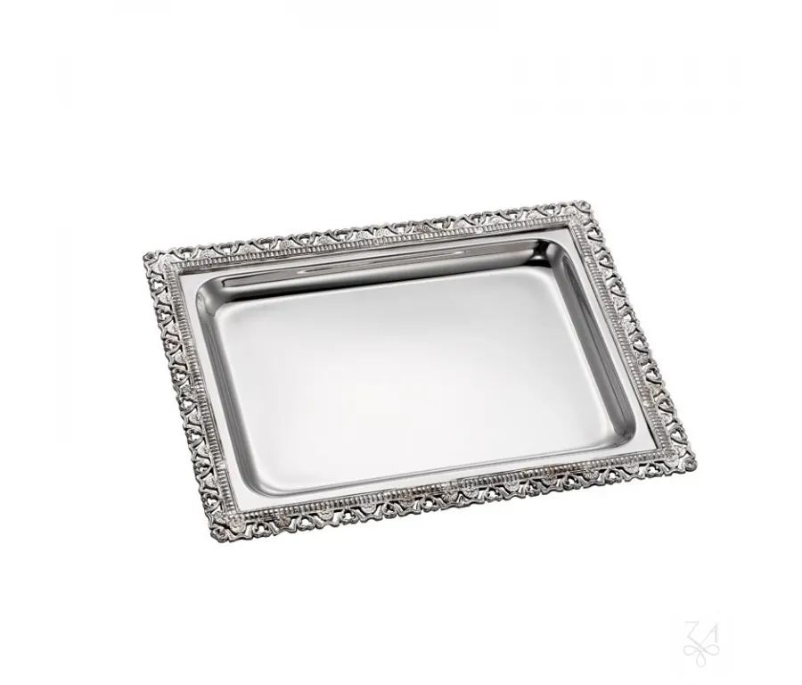 obrazek 1 Piękna prostokątna srebrna taca Fusione - Zaramella Argenti