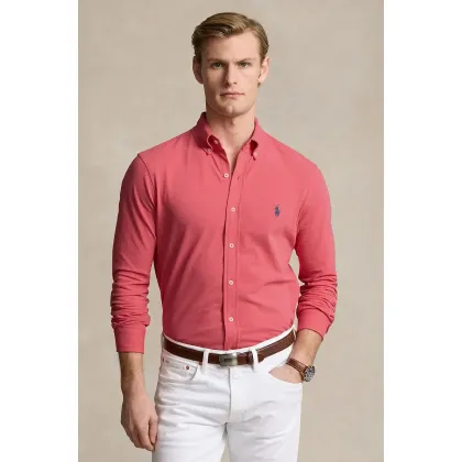 Zdjęcie Polo Ralph Lauren koszula bawełniana męska kolor czerwony regular z kołnierzykiem button-down 710654408