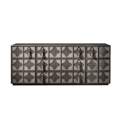 Zdjęcie Mokka, skóra, nikiel - luksusowa szafka RTV VALENTINA - Collecion Alexandra
