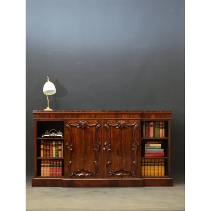 Zdjęcie Antyk - wiktoriański niski regał na książki / szafka z drewna różanego