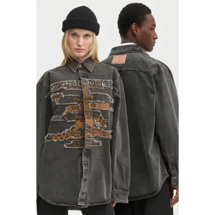 Zdjęcie Y/Project koszula jeansowa EVERGREEN PARIS' BEST PATCH DENIM SHIRT kolor szary relaxed z kołnierzykiem klasycznym 207SI002