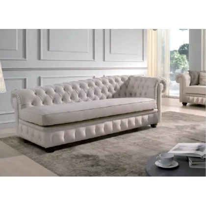 Zdjęcie Leżanka ze skóry do salonu chesterfield