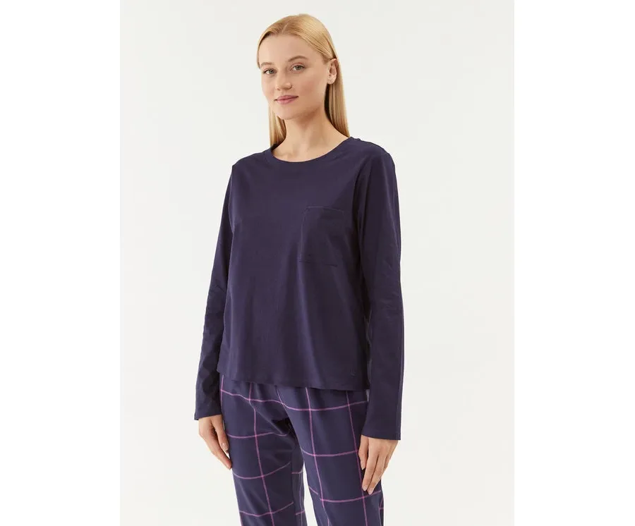 obrazek 1 Triumph Koszulka piżamowa Mix & Match LSL Top Chest Pocket 03 10216519 Granatowy Regular Fit