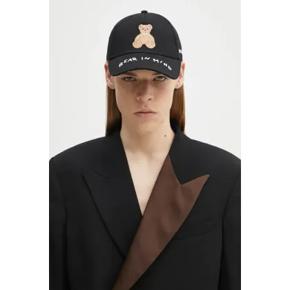 Zdjęcie Palm Angels czapka z daszkiem bawełniana Bear In Mind kolor czarny z aplikacją PMLB108S25FAB0041060