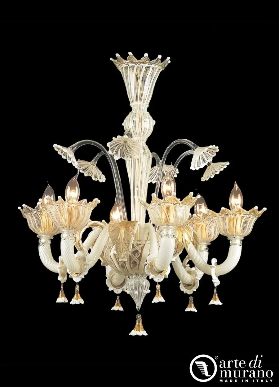 obrazek 1 Śliczny włoski żyrandol na 18 żarówek ze szkła Murano i 24-karatowego złota