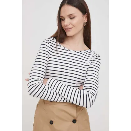 Zdjęcie Barbour longsleeve damski kolor biały odkryte plecy LML0856