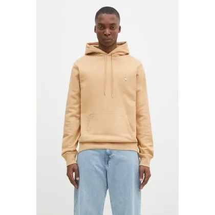 Zdjęcie Maison Kitsuné bluza bawełniana Chillax Patch Regular Hoodie męska kolor pomarańczowy z kapturem z aplikacją LM00706KM0001