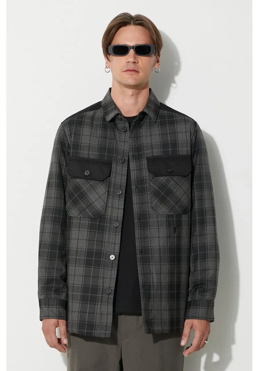 obrazek 1 Neil Barett kurtka LOOSE BICOLOR FLAP POCKET PADDED męska kolor szary przejściowa PBCS024C.V041C.888
