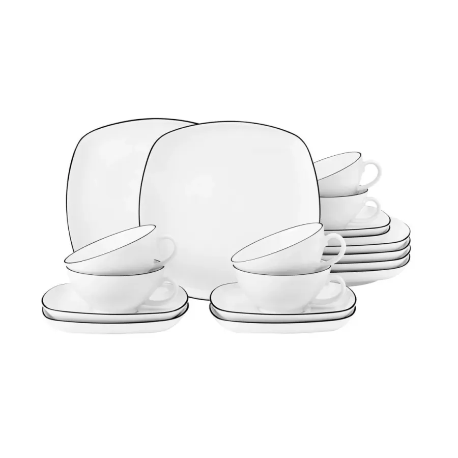 obrazek 1 Porcelanowy 18-elementowy mały serwis do herbaty w stylu nowoczesnym - Seltmann Weiden