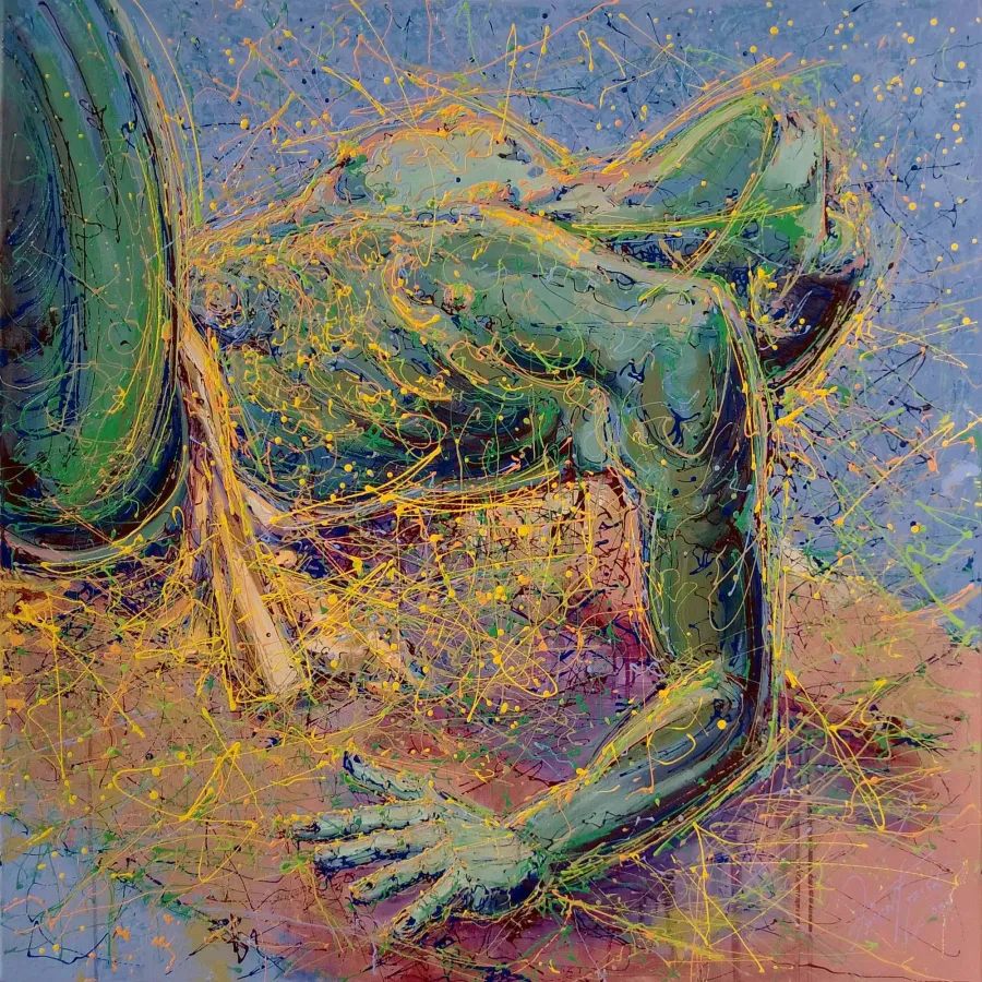obrazek 1 Krzysztof Trzaska, obraz Ikar z cyklu Mitologie, akryl/płótno, 100x100, 2014