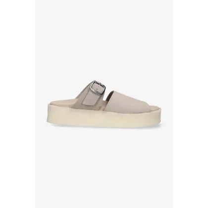 Zdjęcie Clarks Originals klapki zamszowe Crepe Slide damskie kolor beżowy na platformie 26172568