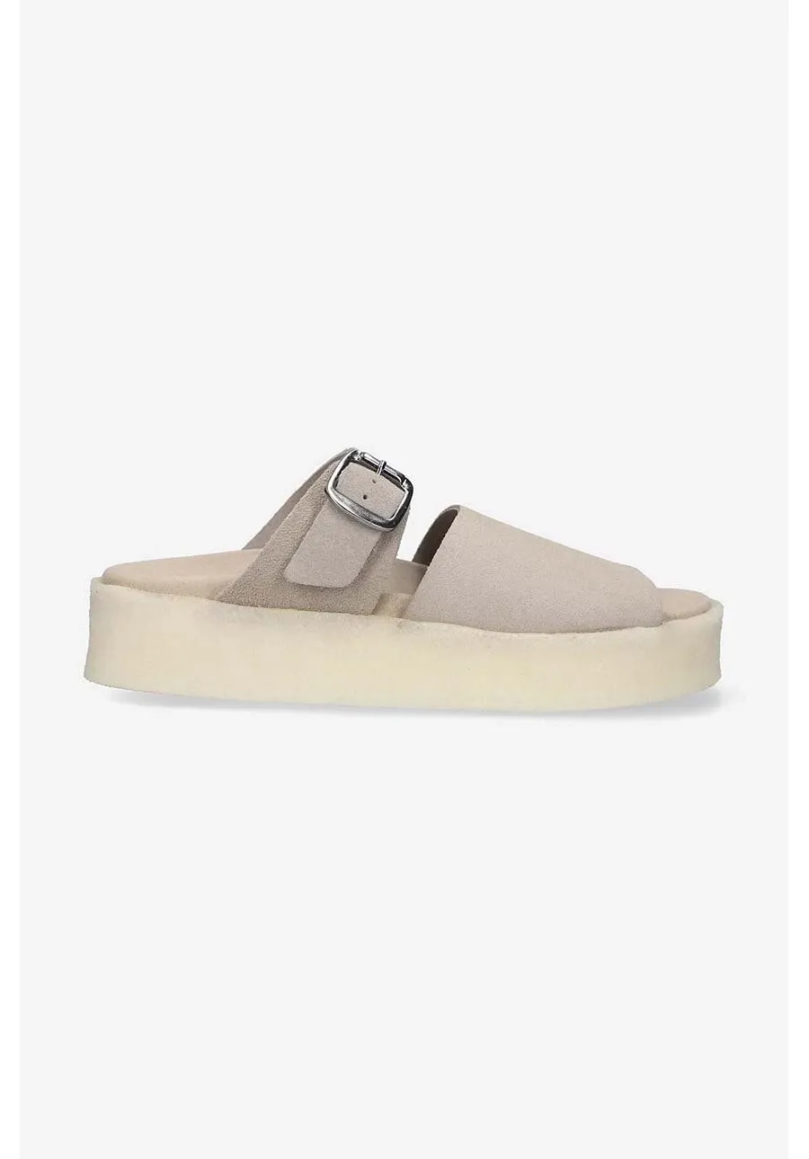 obrazek 1 Clarks Originals klapki zamszowe Crepe Slide damskie kolor beżowy na platformie 26172568