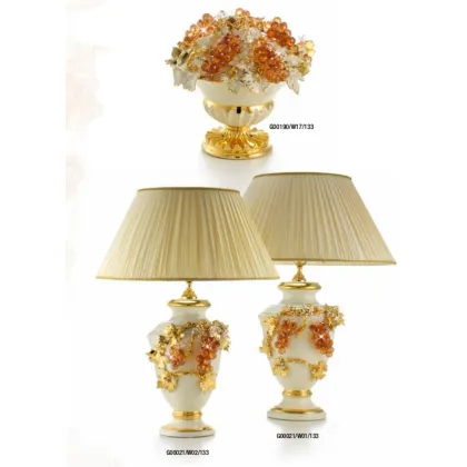Zdjęcie Ekskluzywna ceramiczna lampa zdobiona bursztynowymi kiśćmi