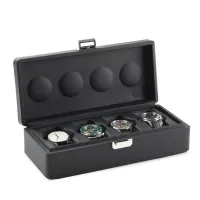 Picture Prestigious black leather case for 4 watches