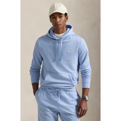 Zdjęcie Polo Ralph Lauren bluza bawełniana męska kolor niebieski z kapturem gładka 710916690
