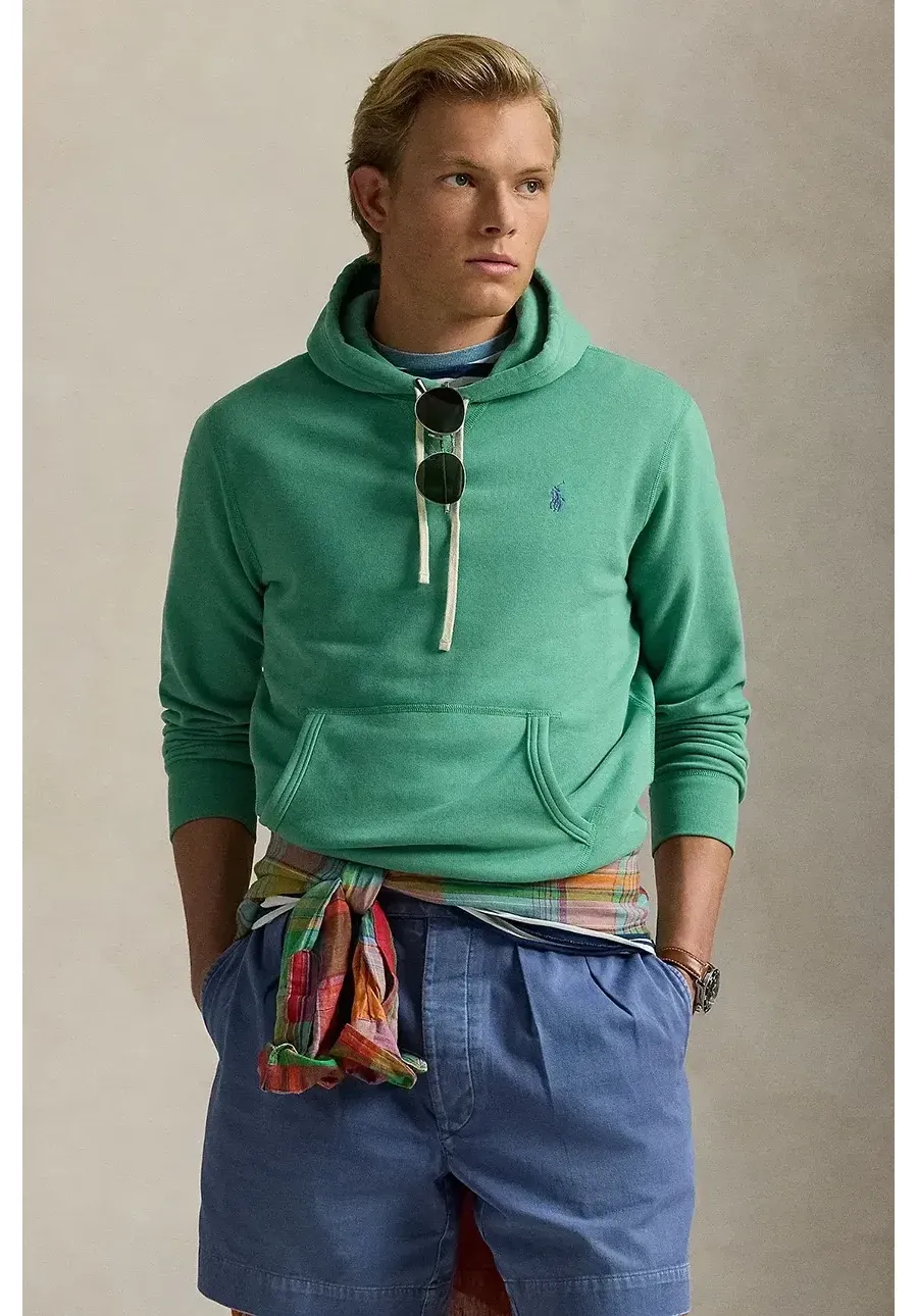 obrazek 1 Polo Ralph Lauren bluza męska kolor zielony z kapturem gładka 710766778