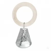 Picture Silver baby rattle decorated with a daisy flower motif - Zaramella Argenti