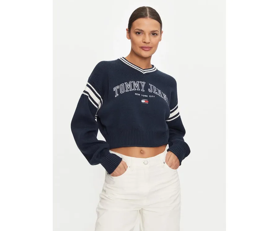 obrazek 1 Tommy Jeans Sweter Varsity DW0DW18692 Granatowy Relaxed Fit