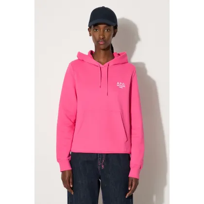 Zdjęcie A.P.C. bluza bawełniana Hoodie Manuela damska kolor różowy z kapturem z aplikacją COEZD.F27760-OFFWHITE