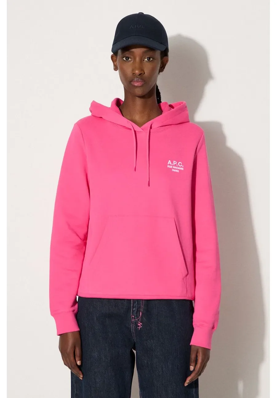 obrazek 1 A.P.C. bluza bawełniana Hoodie Manuela damska kolor różowy z kapturem z aplikacją COEZD.F27760-OFFWHITE