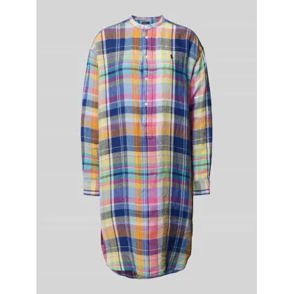 Zdjęcie Sukienka koszulowa z lnu z wyhaftowanym logo