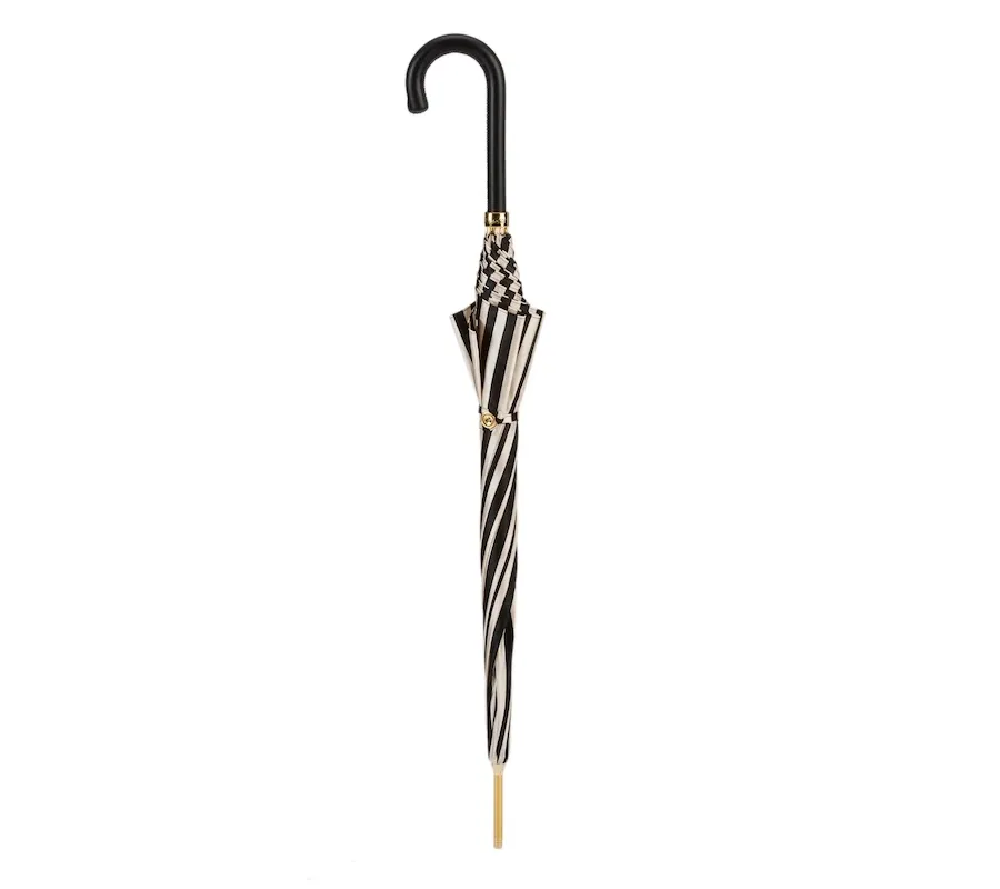obrazek 2 Stylowy parasol damski w czarno-białe paski – Pasotti