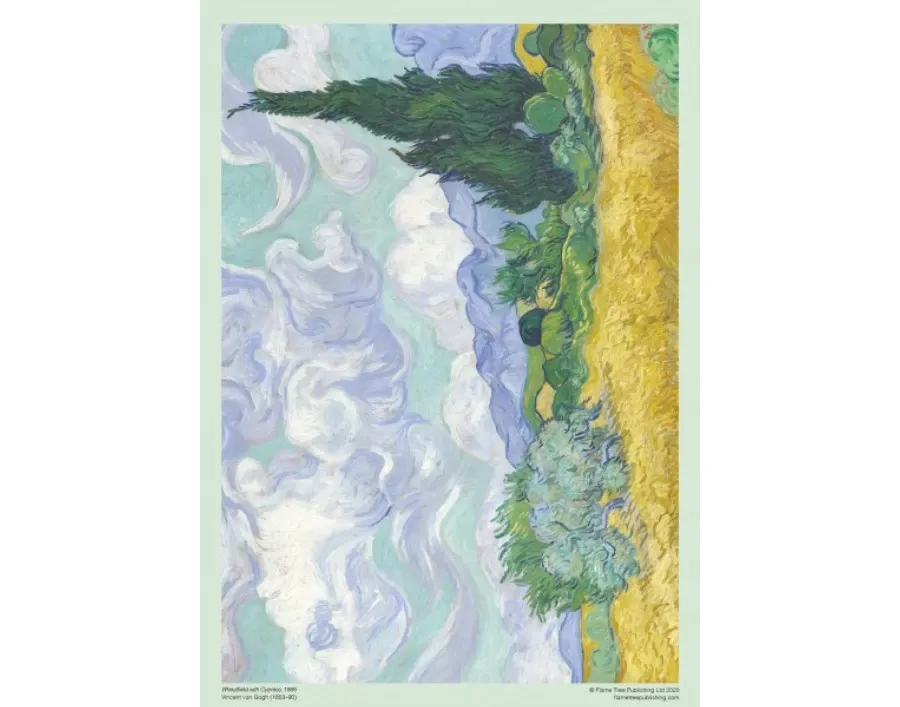 obrazek 3 Puzzle dla dorosłych Vincent van Gogh: Pole pszenicy z cyprysem - Flame Tree Publishing