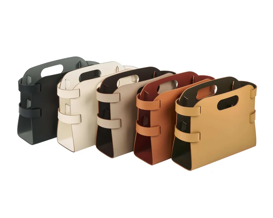 obrazek 2 Skórzany gazetnik 16x36xH25 cm w kolorze waniliowym