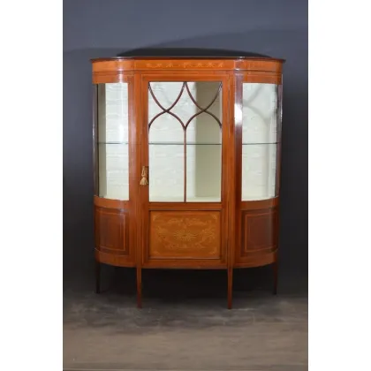 Zdjęcie Edwardiańska, mahoniowa i inkrustowana serwantka i witryna w jednym - antyk
