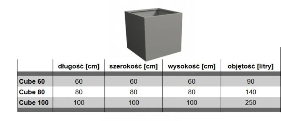 obrazek 5 Piękna kwadratowa donica Cube w 3 wariantach wymiarowych