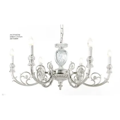 Zdjęcie Żyrandol z sześcioma światłami z odlewanego mosiądzu i kryształu florenckiego - Il Paralume Marina