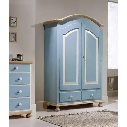 Zdjęcie Dziecięca szafa z 2 drzwiami i 2 szufladami w kolorze jasnoniebieskim - Zanini