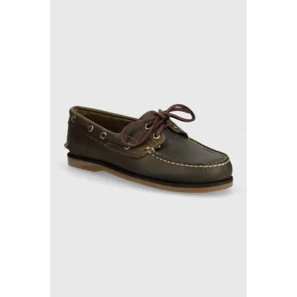 Zdjęcie Timberland półbuty skórzane Classic Boat męskie kolor zielony TB0A4187ET41