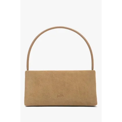 Zdjęcie Estro: Beżowa torebka damska na ramię z weluru naturalnego