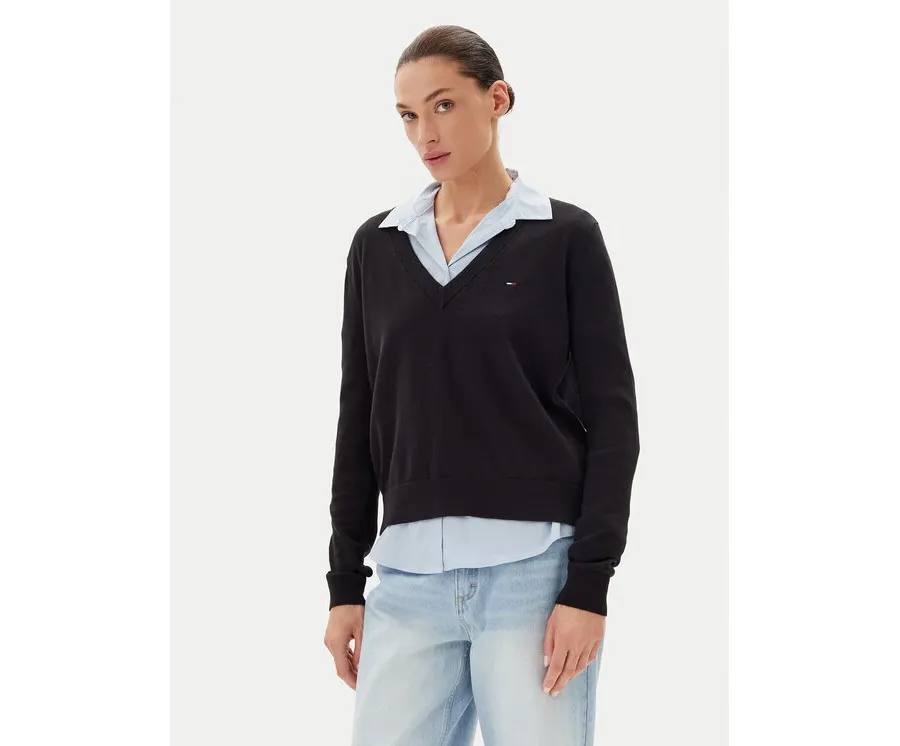 obrazek 1 Tommy Jeans Sweter Essential DW0DW19888 Czarny Regular Fit