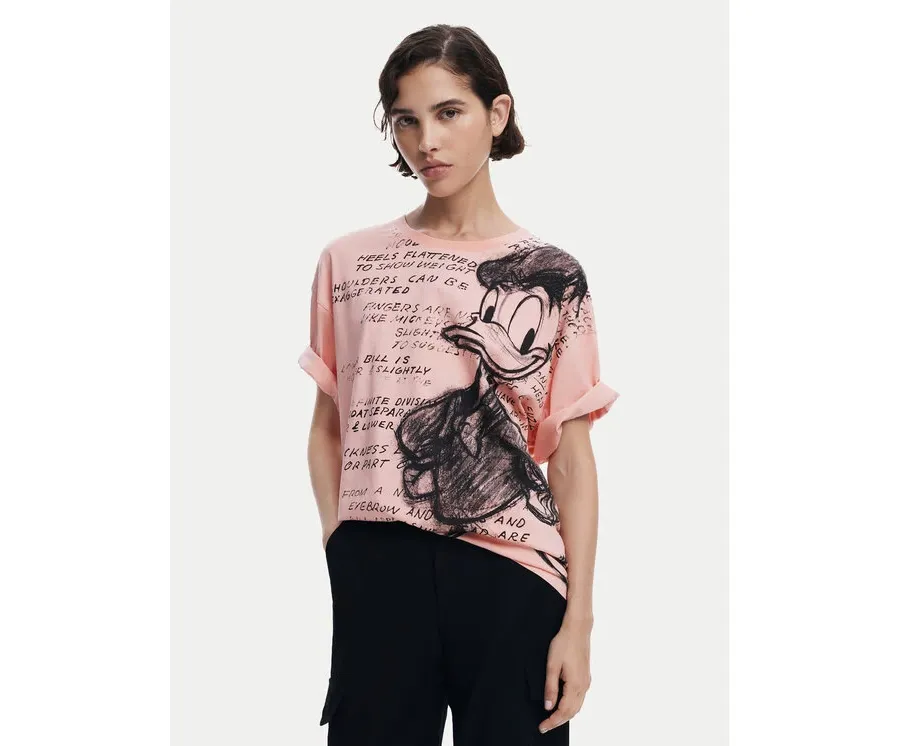 obrazek 1 Desigual T-Shirt Donald 25SWTKAH Różowy Loose Fit