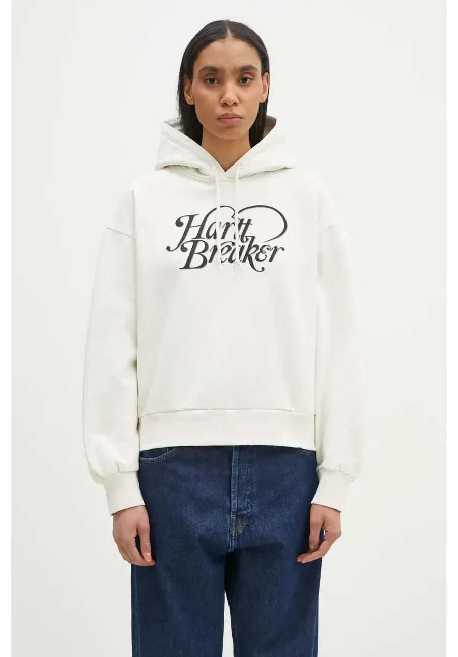 obrazek 1 Carhartt WIP bluza Hooded Harttbreaker Sweat damska kolor beżowy z kapturem z nadrukiem I034418.D6XX