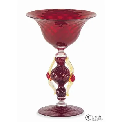 Zdjęcie Designerski wazon z czerwonego dmuchanego szkła murano