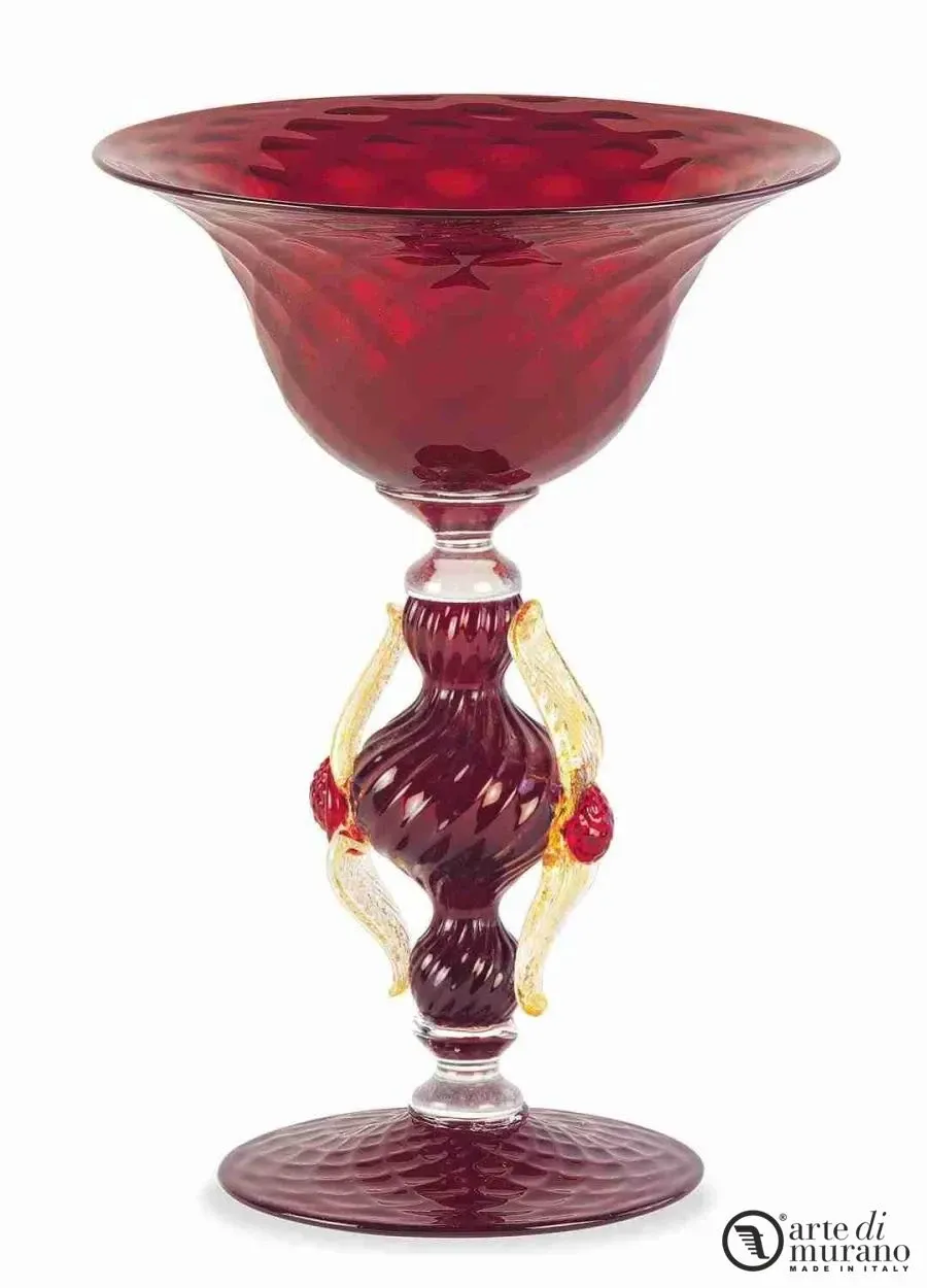 obrazek 1 Designerski wazon z czerwonego dmuchanego szkła murano