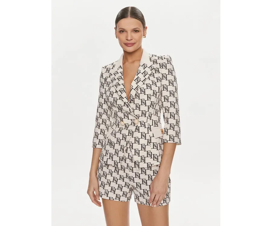 obrazek 1 Elisabetta Franchi Marynarka GI-S61-41E2-V650 Écru Regular Fit