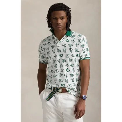Zdjęcie Polo Ralph Lauren polo bawełniane Polo Shirt męska kolor biały wzorzysty 710963484