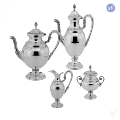 Picture Beautifully decorated silver coffee set for 6 people – Zaramella Argenti